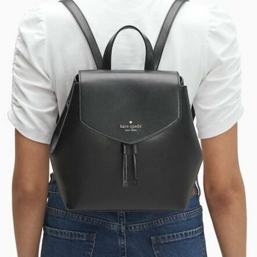 NWT Kate Spade Black Leather Backpack